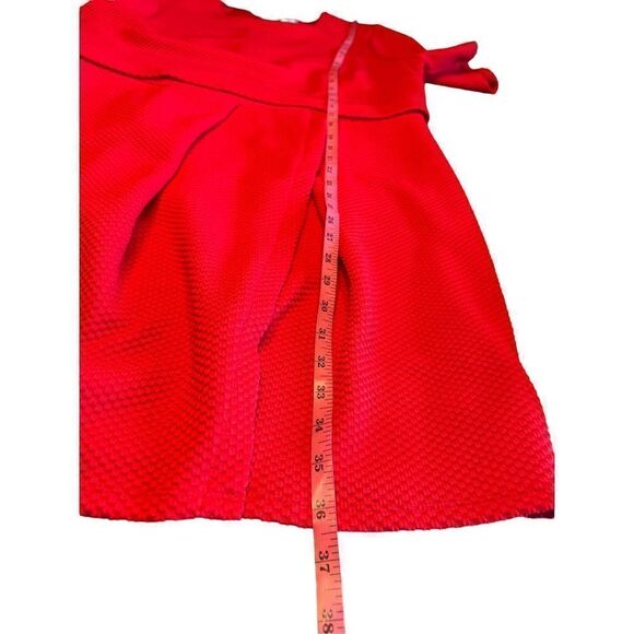 ASOS 14 Red Double Layered Wiggle textured dress shirt sleeve pencil slit skirt - Picture 5 of 8
